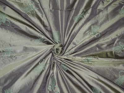 Silk Taffeta Fabric Iridescent Green x Purple Embroidery 54&quot; Wide Taf#E18[2]