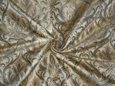 Heavy Silk Brocade Fabric Gold, Green x Metallic Gold Color 36" WIDE BRO501[2]