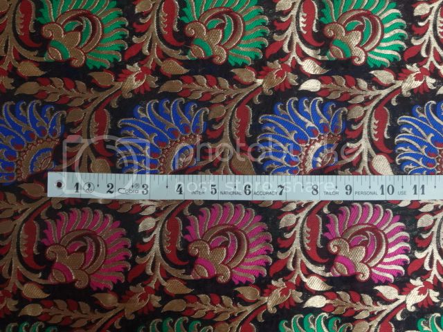 Silk Brocade Fabric Black,Red,Blue,Pink,Green &amp; Metallic Gold color BRO278[1]