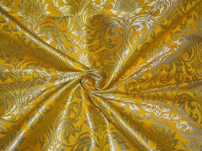 Heavy Silk Brocade Fabric Turmeric Yellow x Metallic Gold Color 36" WIDE BRO503[2]