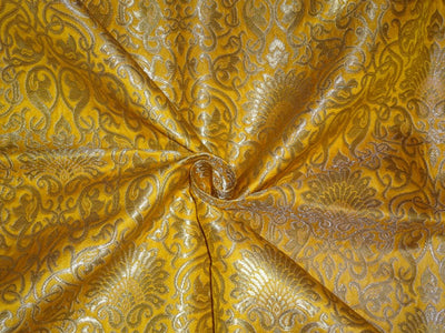 Heavy Silk Brocade Turmeric x Metallic Gold Color 36" wide BRO506[4]