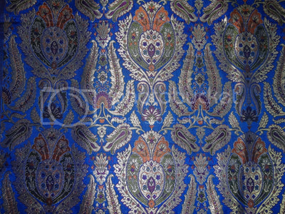 Pure Heavy Silk Brocade Fabric Blue,Multi color &amp; Metallic Gold color available for bulk preorder