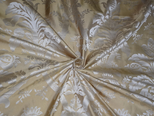 Silk taffeta jacquard fabric Dark Cream &amp; Gold 54&quot; wide-Damask fabric TAFJAC2[1]