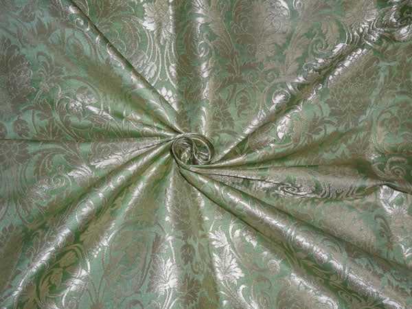 Heavy Silk Brocade Fabric Light Green x Metallic Gold Color 36" WIDE BRO510[3]