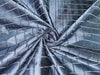 Iridiscent Icy Blue x Black Color Silk DUPIONI Ribbed PLAIDS fabric DUP#C69[3]