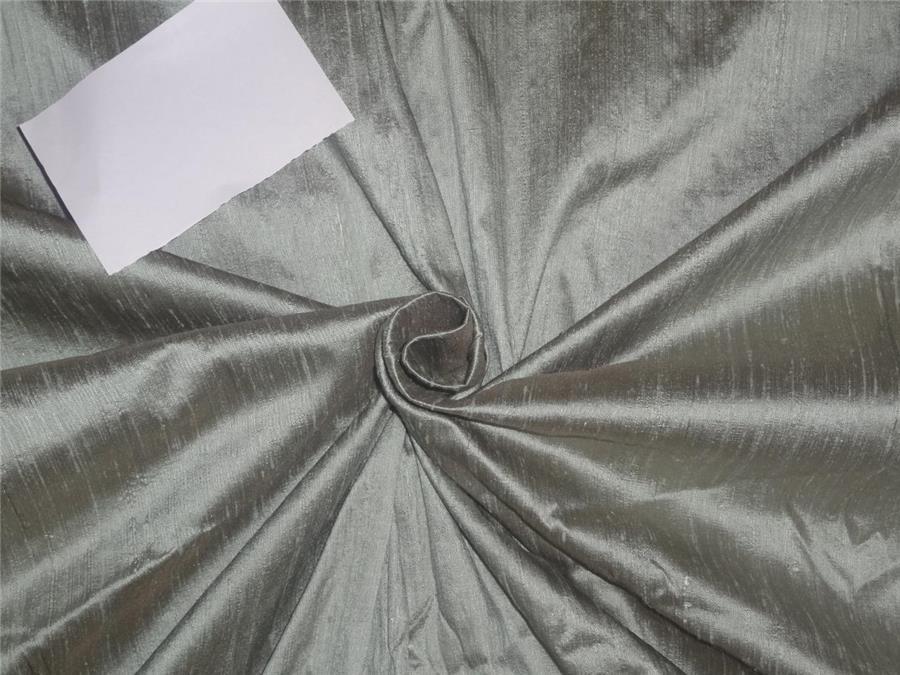 100% PURE SILK DUPION FABRIC silver x brown color 54&quot; wide WITH SLUBS*