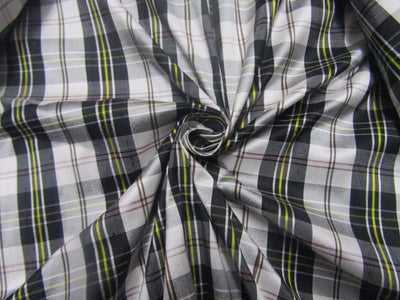 100% silk dupion multi color plaids fabric 54&quot; wide