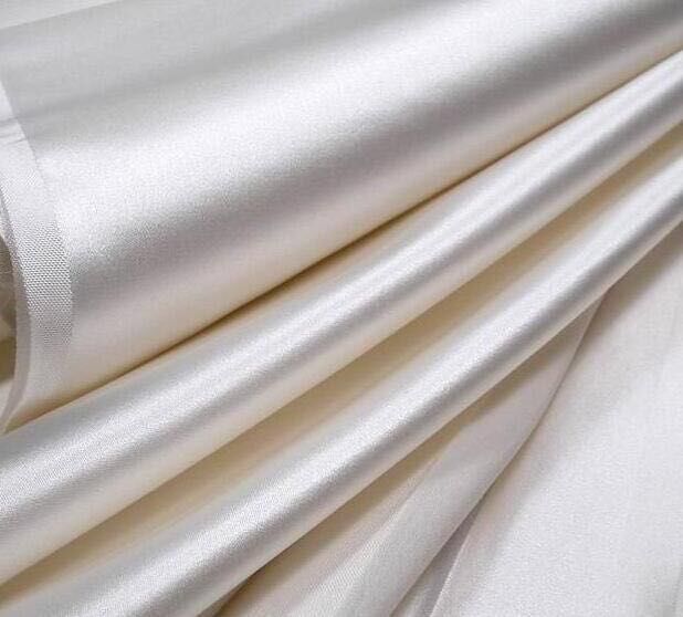 SILK DUTCHESS SATIN FABRIC White Ivory 53 MOMME 54" wide [2501]
