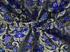 Silk Brocade fabric black royal blue x metallic gold color 36" wide BRO717[1]