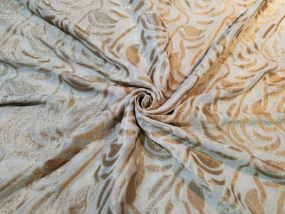 Ivory Gold Georgette Fabric with Subtle Metallic Gold jacquard