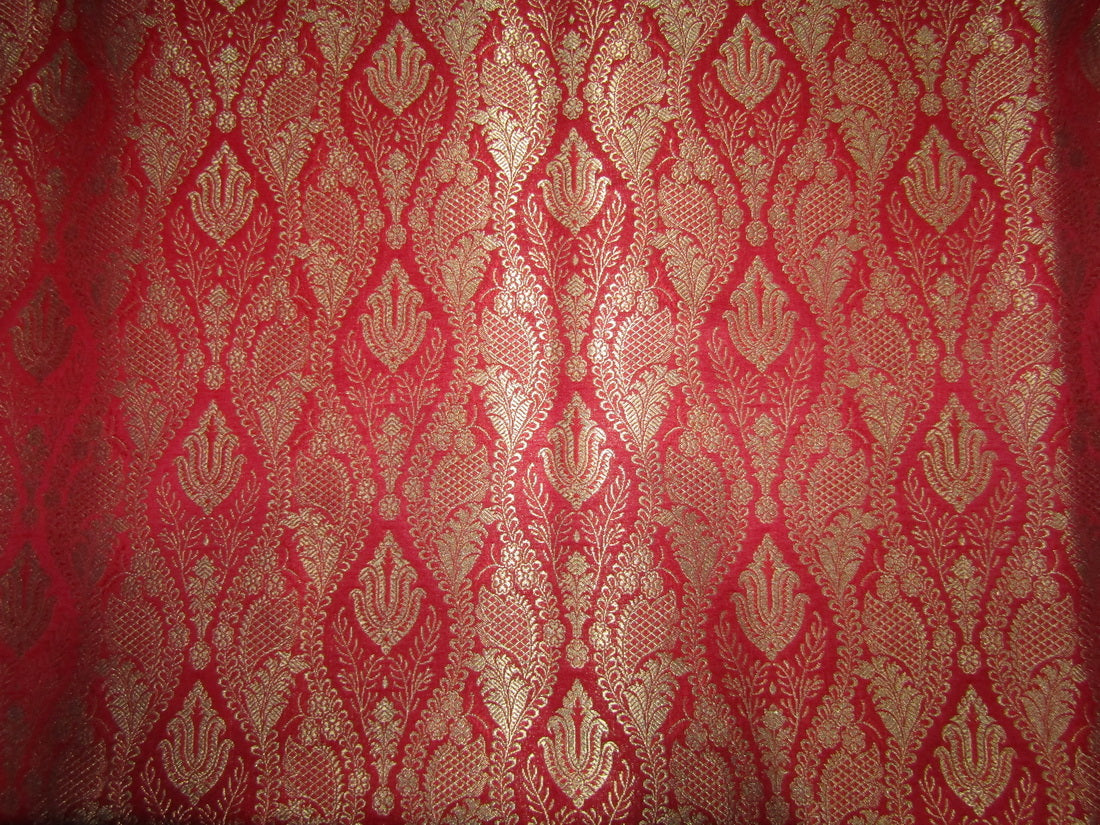 Silk Brocade fabric Red x metallic gold Color 44" wide BRO713[1]