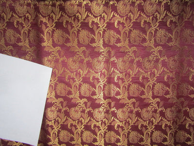 Silk Brocade fabric Burgundy x metallic gold color 44" wide BRO714[3]