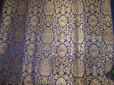 Silk Brocade fabric Navy blue x metallic gold color 44" wide BRO714[4]