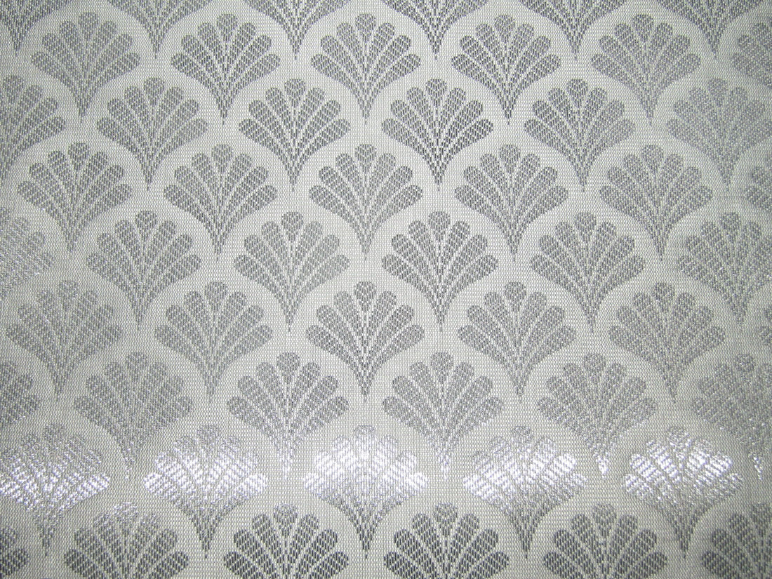 Silk Brocade fabric white x metallic silver color 44" wide BRO789[2]