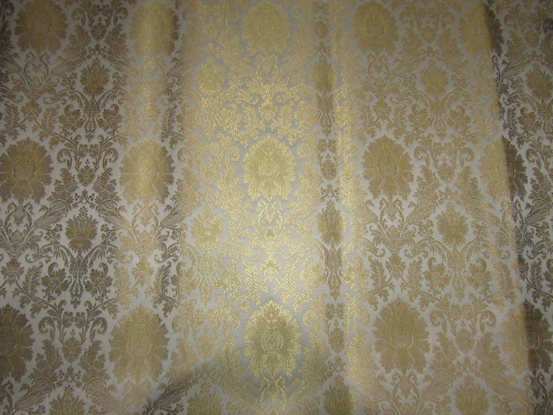 Silk Brocade fabric Cream x metallic gold Color 44" wide BRO714[1]
