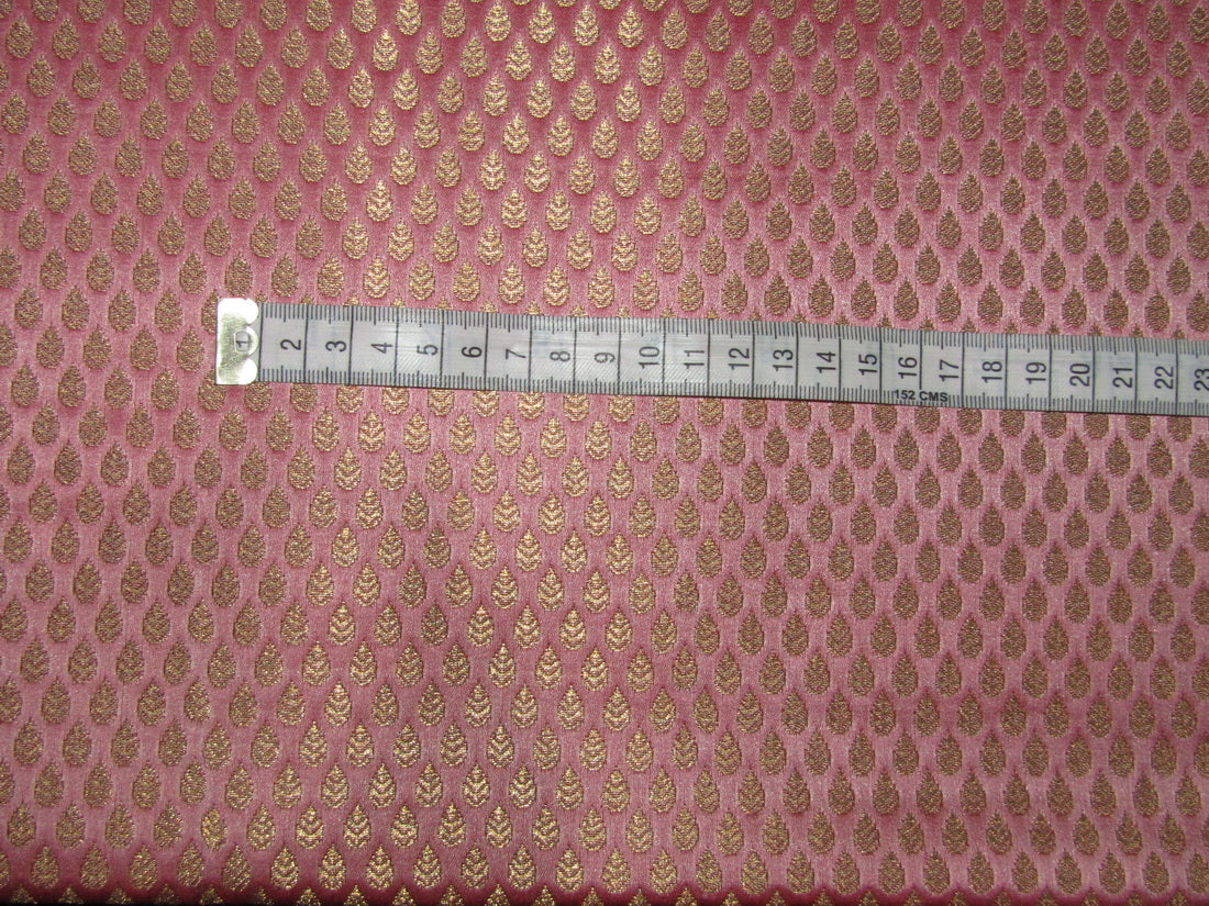 Silk Brocade fabric pink x metallic gold motifs color 44" wide BRO715[1]
