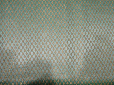 Silk Brocade fabric mint green x metallic gold motifs color 44" wide BRO715[3]