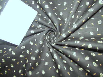 100% Linen Printed Jet Black color Fabric ~ 58&quot; wide
