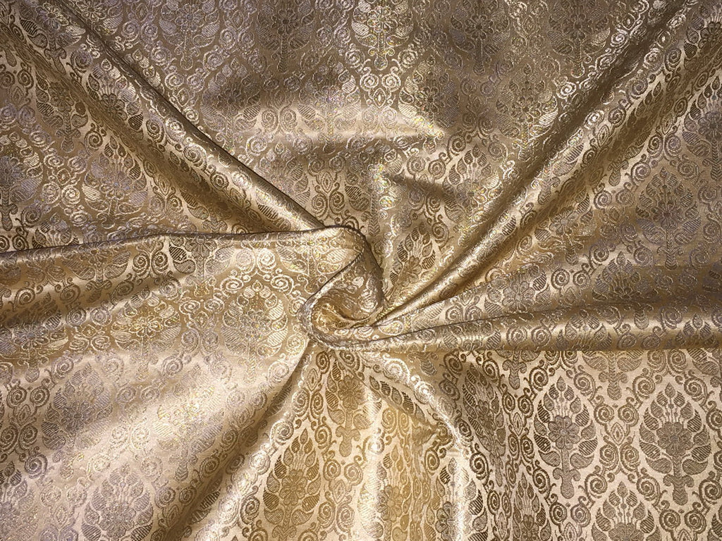 Silk Brocade fabric gold x metallic gold color 44" wide BRO781[1]