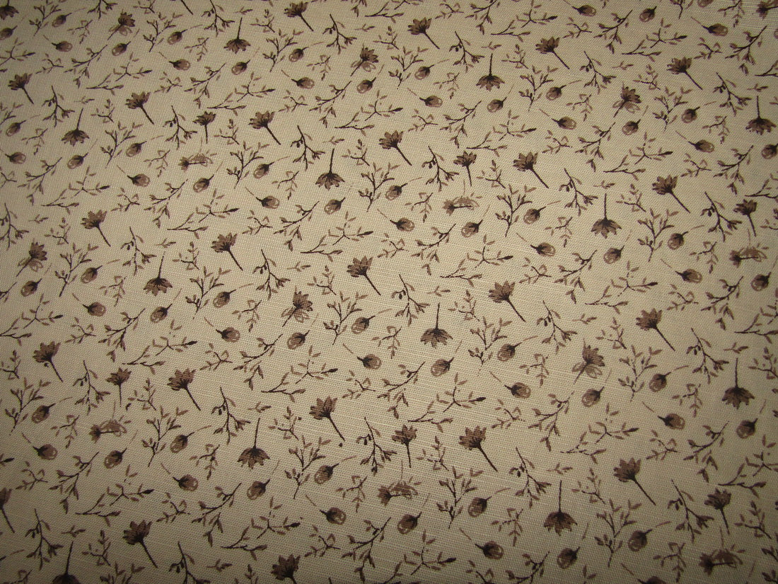 100% Linen Printed Brown color Fabric 58" wide [11481]