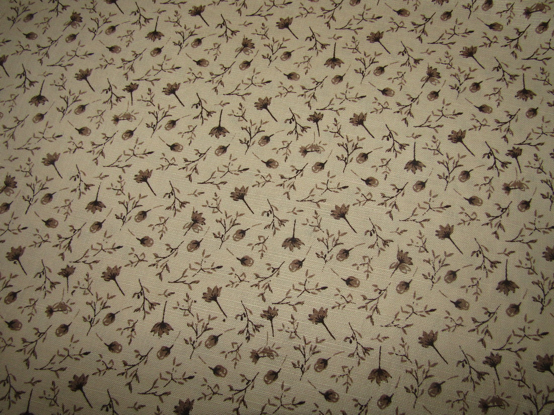 100% Linen Printed Brown color Fabric 58" wide [11481]
