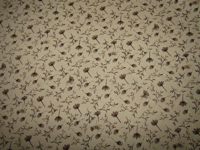 100% Linen Printed Brown color Fabric ~ 58&quot; wide