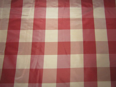 Silk taffeta fabric 54&quot;-beige x salmon plaids 54&quot; wide Taf#C16