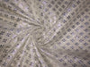 Chanderi silk fabric dyeable natural white with silver motifs 44" wide CHND_11058