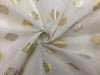 Cotton Chanderi silk fabric dyeable white with golden and silver motifs 44" wide