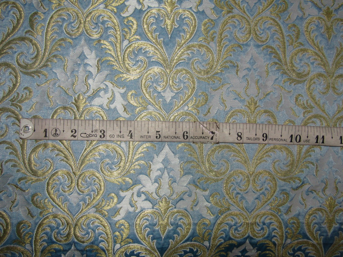 Silk Brocade fabric blue x metallic gold color 36" wide BRO717[2]