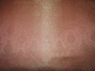 Silk Brocade fabric PEACHY PINK Color floral X metallic gold color 44" wide BRO718[4]