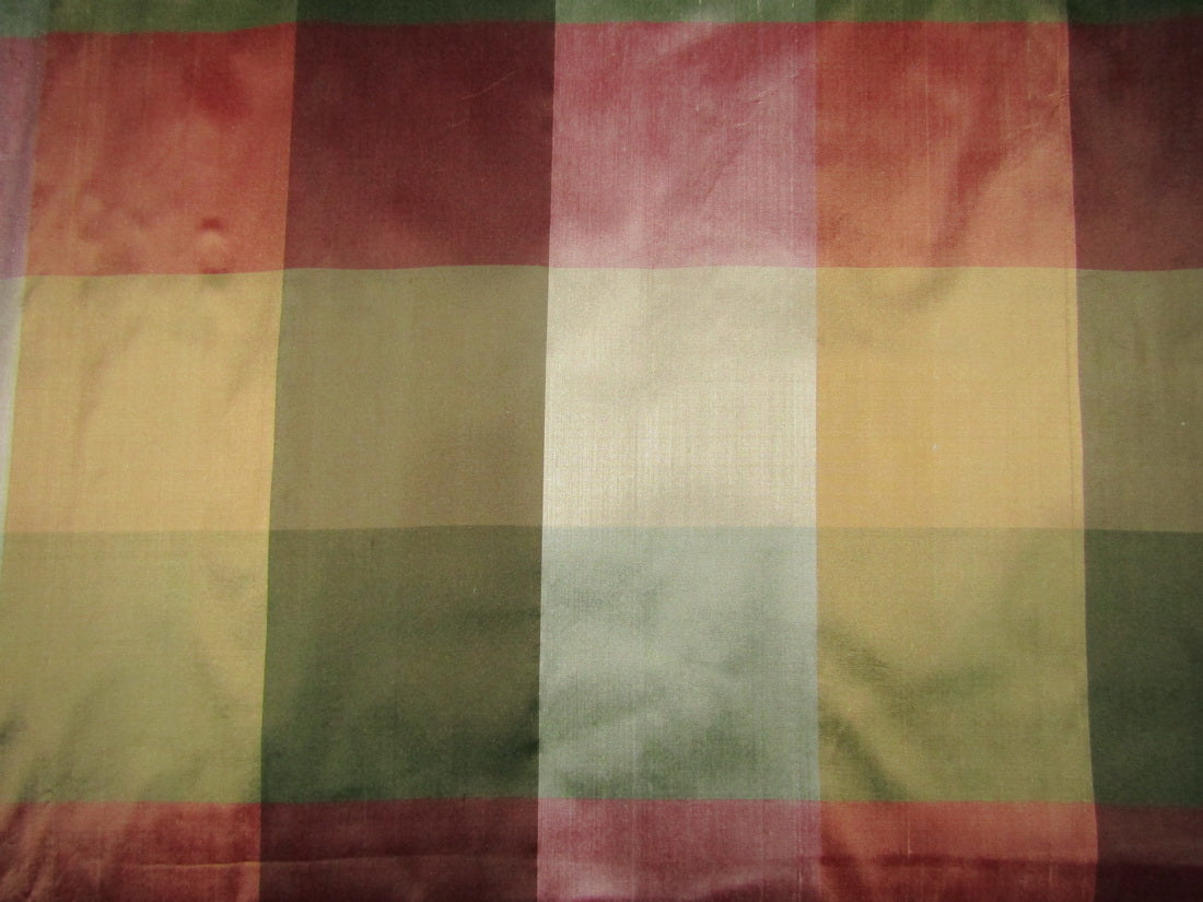 100% Pure Silk dupion Fabric Multi Color Plaids 54&quot; wide DUP#C120[1]