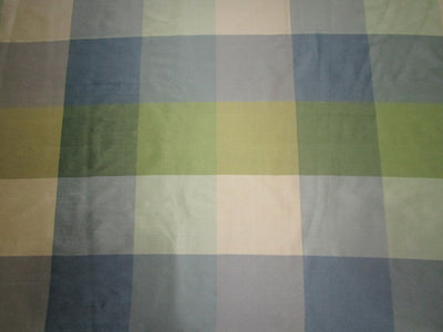 100% Pure Silk dupion shades of blues and greens Color Plaids Fabric 54" wide DUP#C120[2]