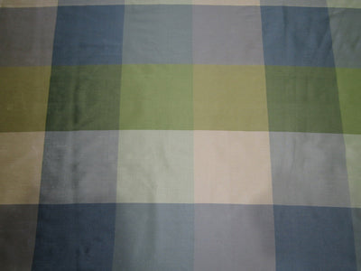 100% Pure Silk Dupion shades of blues and greens Color Plaids Fabric 54" wide DUP#C120[2] [10102]