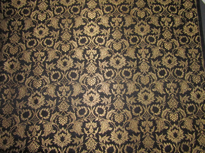 Silk Brocade fabric black x metallic gold color 44" wide BRO719B[3]