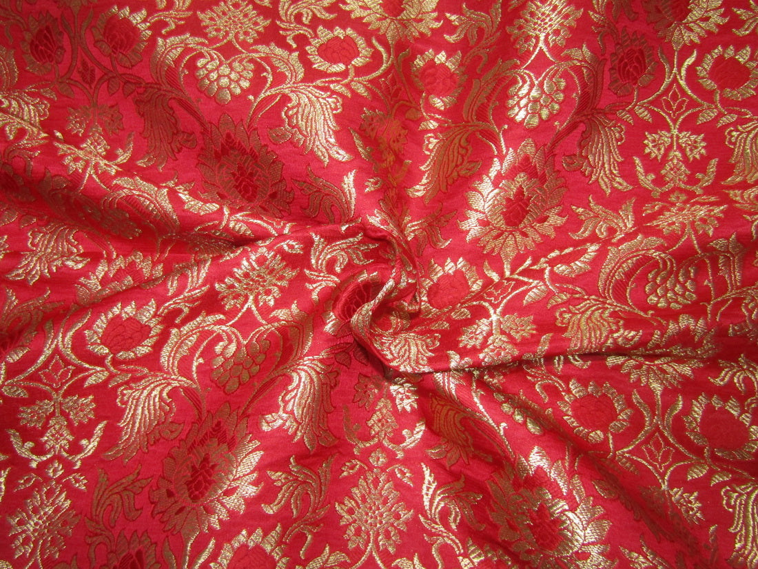 Silk Brocade fabric red x metallic gold color 44" wide BRO719A[1]