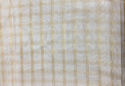 Chanderi tissue fabric Checks metallic gold 44&quot; wide [11071]
