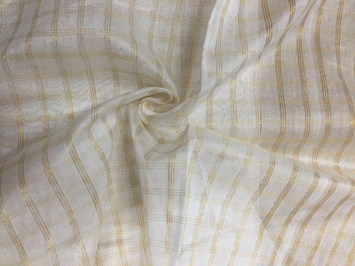 Chanderi tissue fabric Checks metallic gold 44&quot; wide [11071]