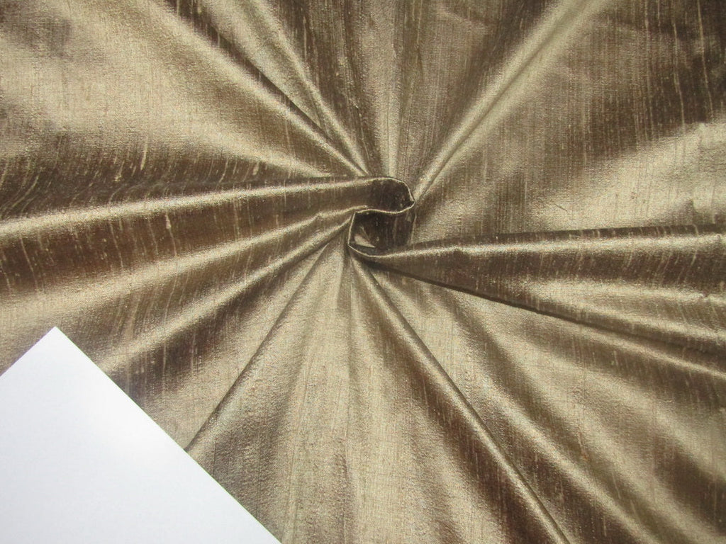100% pure silk dupioni fabric golden x black 54&quot; with slubs