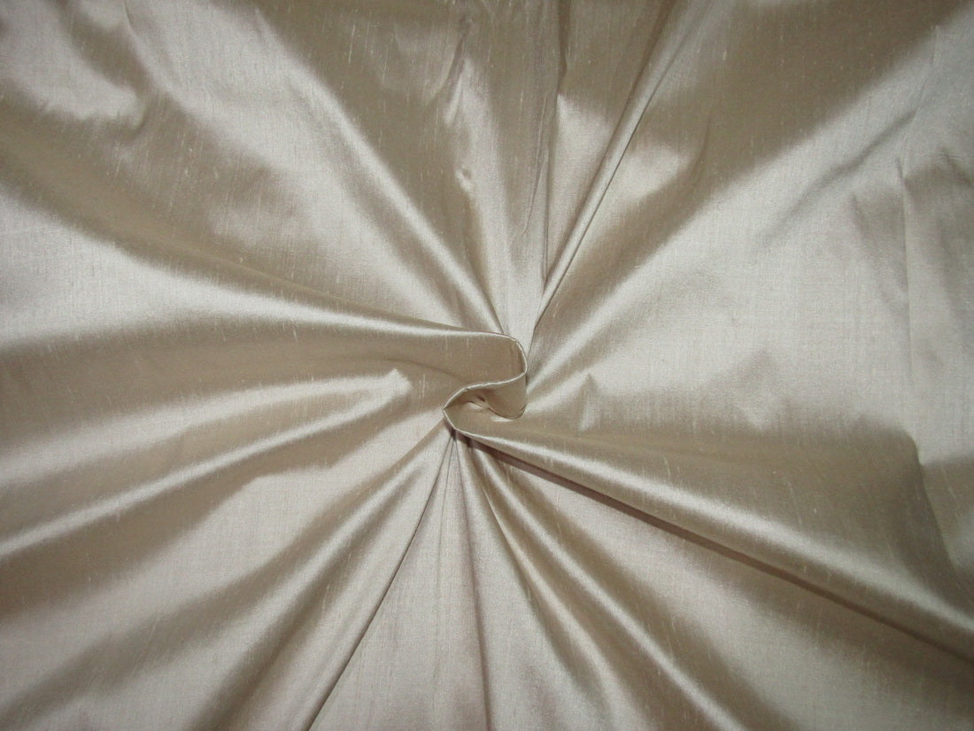 100% pure silk dupioni fabric beige 44" wide with slubs.