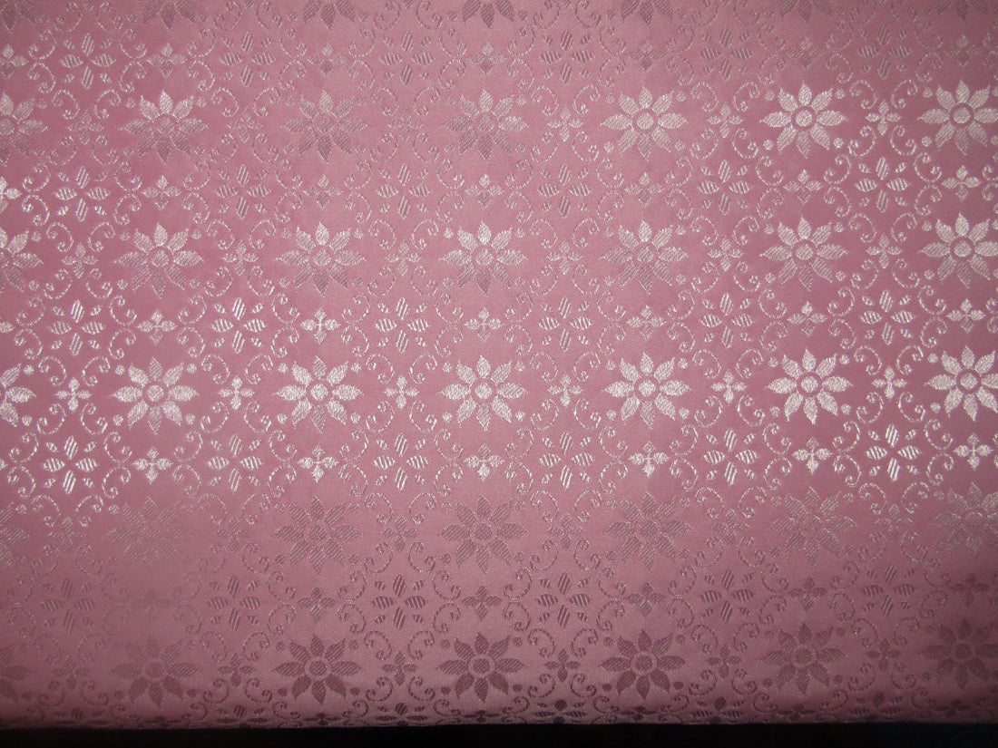 Silk Brocade fabric pink x metallic silver color 58"wide BRO800[4]