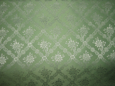 Silk Brocade fabric green x metallic silver color 58" wide BRO801[1]