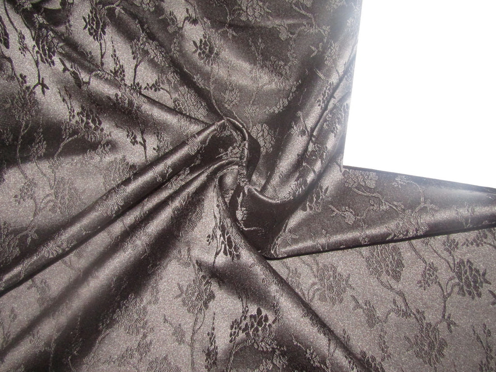 Silk Brocade fabric jet black color 58" wide BRO801[2]