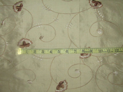 100% dupioni silk embroidery fawn color 54" wide DUP#E62[2] [11483]