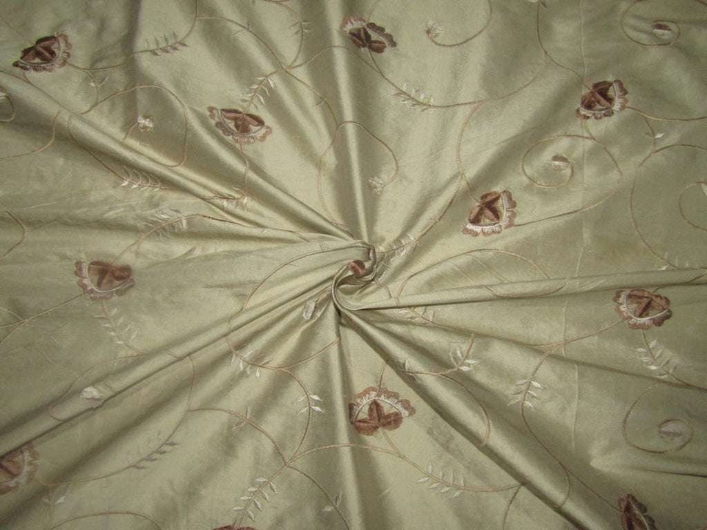 100% dupioni silk embroidery fawn color 54" wide DUP#E62[2] [11483]