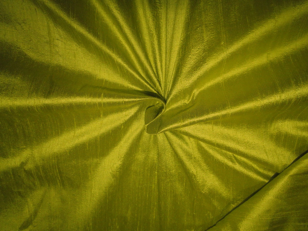 100% pure silk dupioni fabric golden green 54&quot; wide with slubs