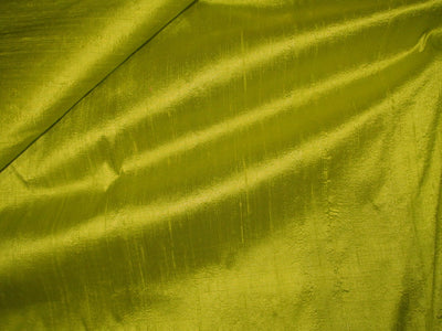 100% pure silk dupioni fabric golden green 54&quot; wide with slubs