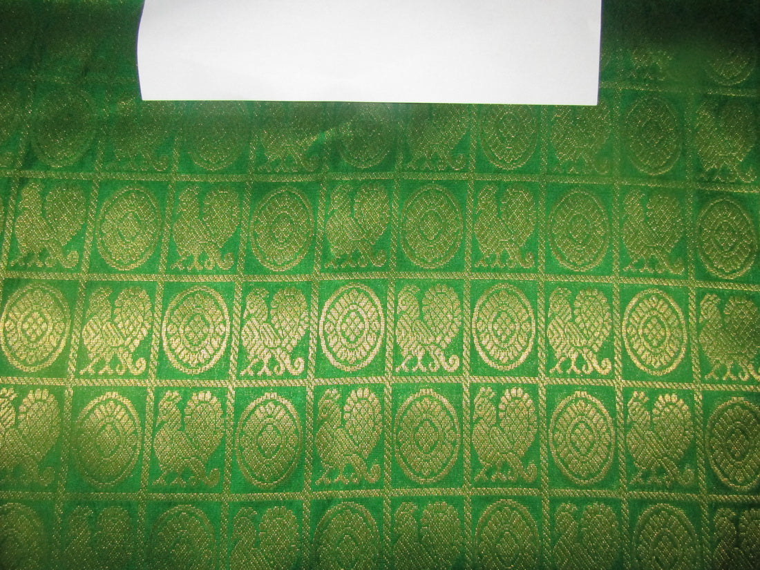 100% Pure Silk Brocade fabric green color 44" wide BRO804[3]