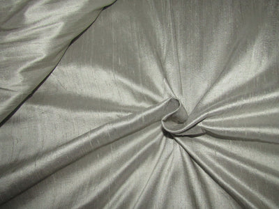 100% Pure Silk Dupion Fabric Dusty Grey 54&quot; WITH SLUBS MM84[6]