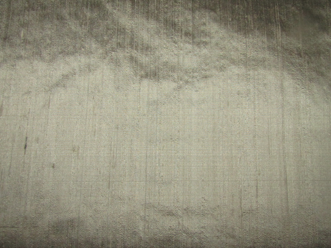 100% Pure Silk Dupion Fabric olive grey 54&quot; WITH SLUBS